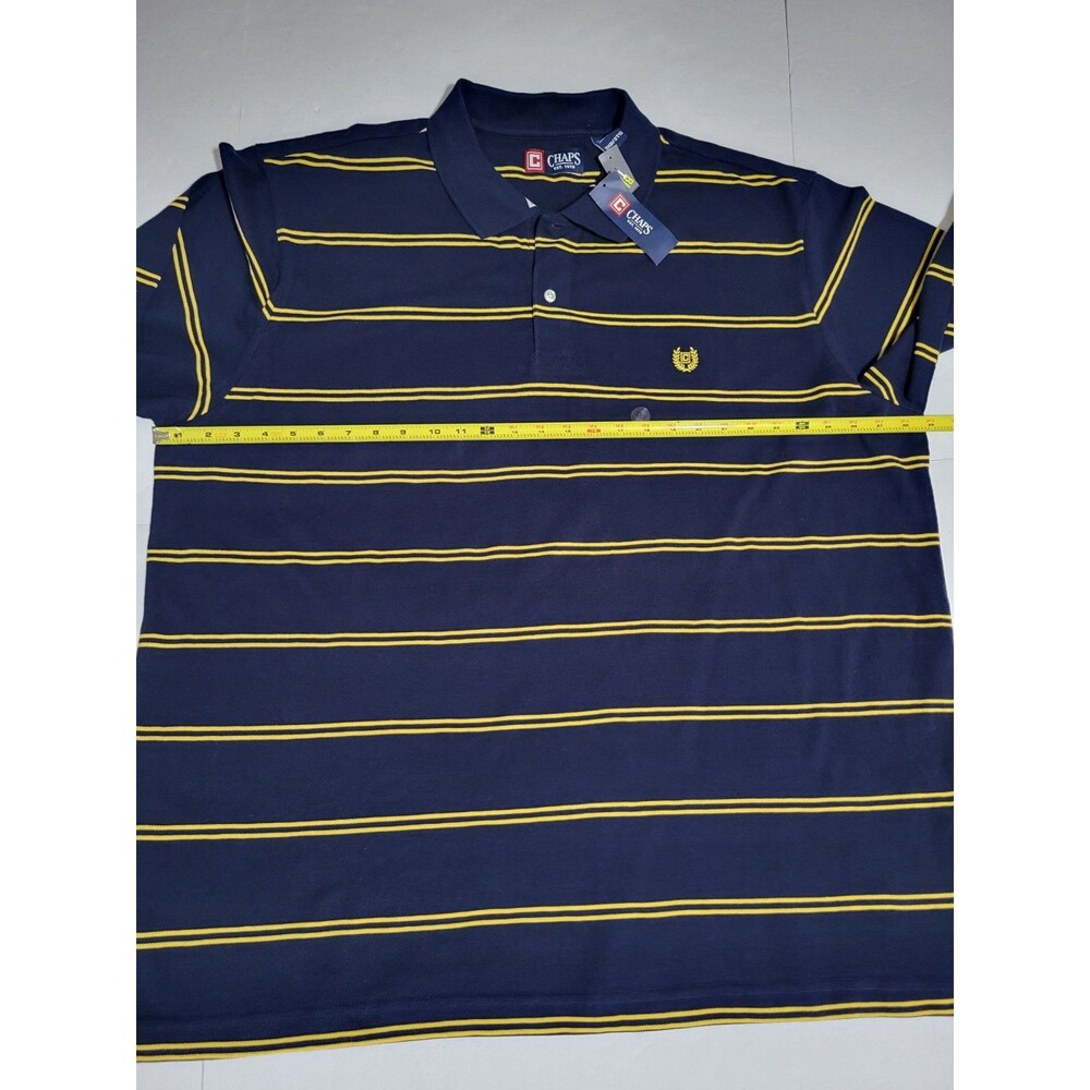 (#5) CHAPS LONG SLEEVE PULLOVER SHIRT SIZE MEN'S 3XB BLUE With Yellow Stripes - Picture 6 of 8